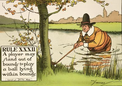 Rule XXXII: A Player May Stand Out of Bounds to Play a Ball Lying Within Bounds, from 